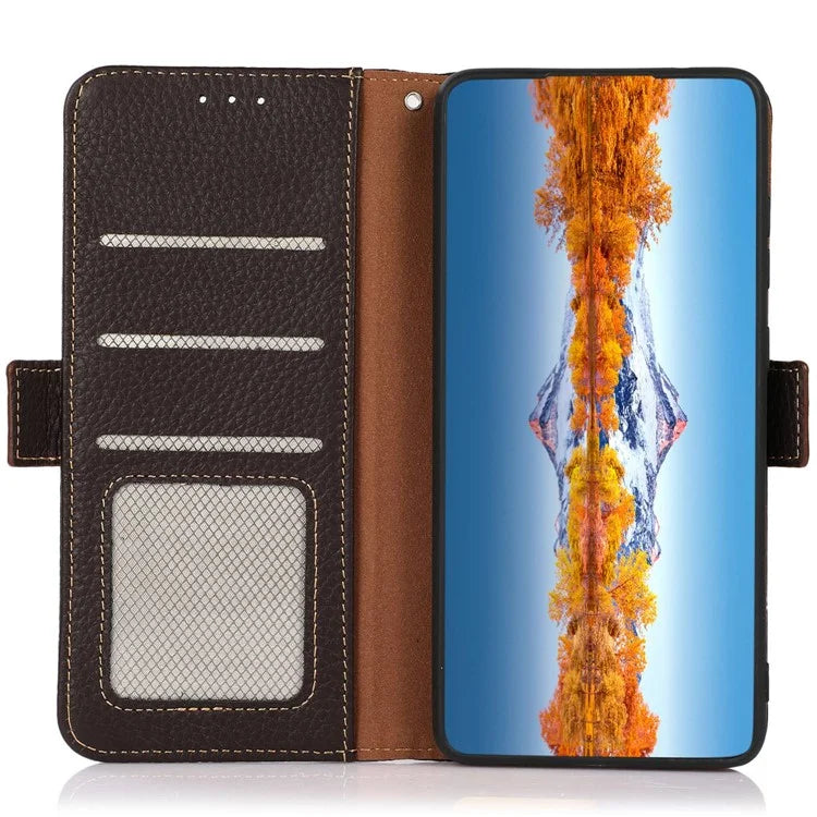 KHAZNEH For Realme C67 4G Case Litchi Texture RFID Blocking Shockproof Phone Cover