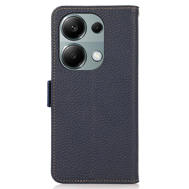 KHAZNEH For Xiaomi Redmi Note 13 4G Wallet Case Genuine Cow Leather+TPU Phone Cover