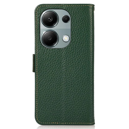 KHAZNEH For Xiaomi Redmi Note 13 4G Wallet Case Genuine Cow Leather+TPU Phone Cover