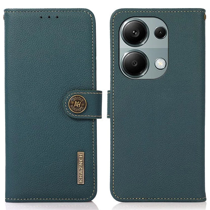 KHAZNEH For Xiaomi Redmi Note 13 4G Case Genuine Cow Leather Phone Wallet Cover RFID Blocking