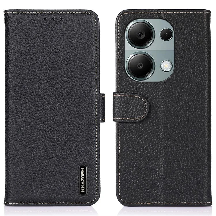 KHAZNEH For Xiaomi Redmi Note 13 Pro 4G / Poco M6 Pro 4G Case Wallet Genuine Cow Leather Phone Cover