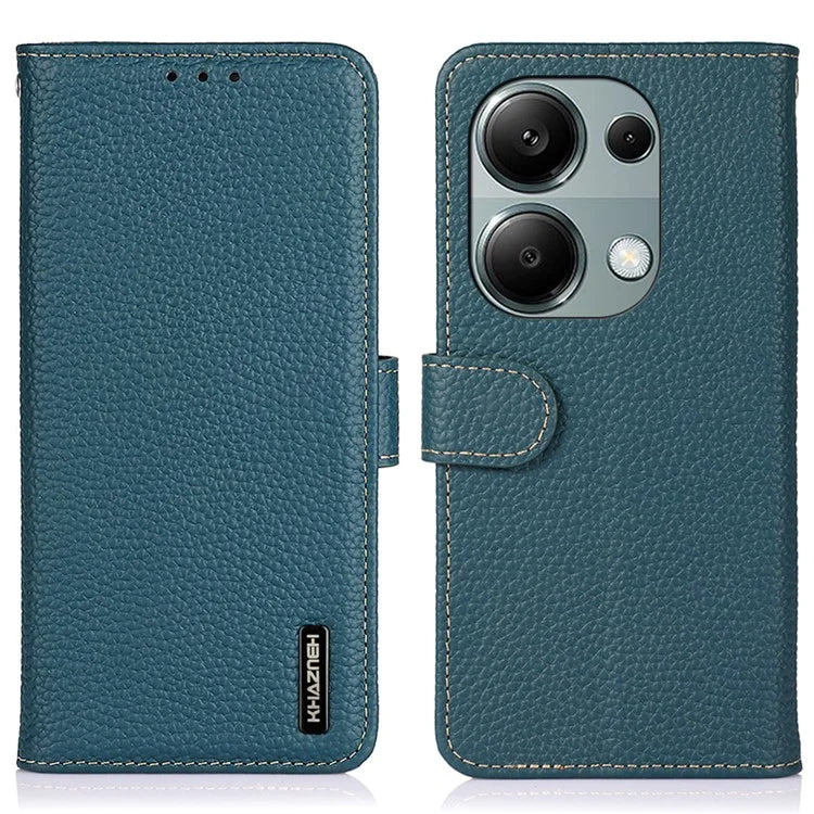 KHAZNEH For Xiaomi Redmi Note 13 Pro 4G / Poco M6 Pro 4G Case Wallet Genuine Cow Leather Phone Cover