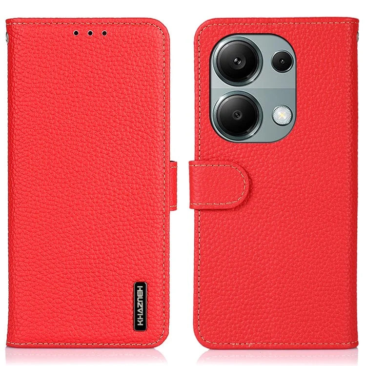 KHAZNEH For Xiaomi Redmi Note 13 Pro 4G / Poco M6 Pro 4G Case Wallet Genuine Cow Leather Phone Cover