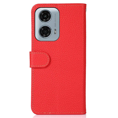 KHAZNEH For Motorola Moto G04 4G / G24 4G Case Viewing Stand Genuine Cow Leather Phone Cover