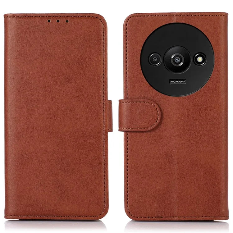 For Xiaomi Redmi A3 Case PU Leather Cowhide Texture Stand Card Slots Phone Cover