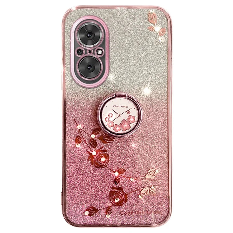 KADEM For Realme C67 4G Cell Phone Case Ring Kickstand Gradient Glitter TPU Cover