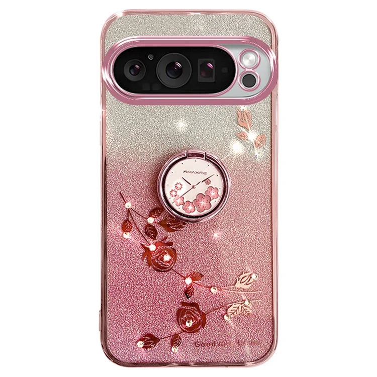 KADEM For Google Pixel 9 Pro Cell Phone Case Ring Kickstand Glitter Shockproof TPU Cover