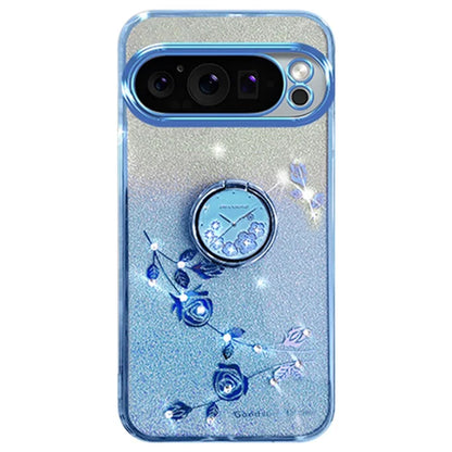 KADEM For Google Pixel 9 Pro Cell Phone Case Ring Kickstand Glitter Shockproof TPU Cover