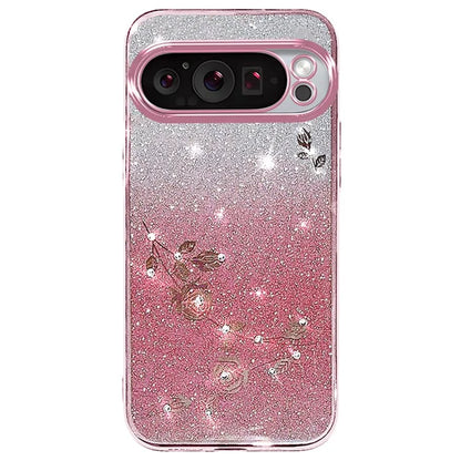 KADEM For Google Pixel 9 Pro Gradient Glitter Case Soft TPU Phone Cover with Lanyard