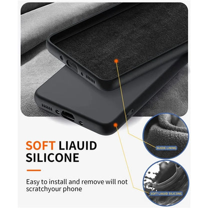 For Samsung Galaxy A05s 4G Kickstand Case Liquid Silicone Cover + 2.5D Arc Edge Tempered Glass Film