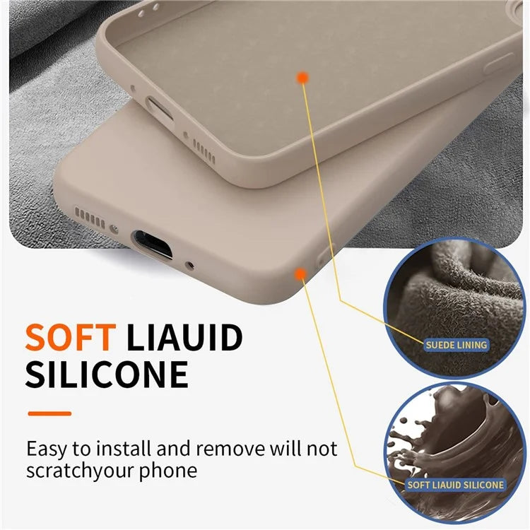 For Samsung Galaxy A25 5G (Global) (161.0 x 76.5 x 8.3mm) Case Liquid Silicone Kickstand Cover + 2.5D Arc Edge Tempered Glass Film