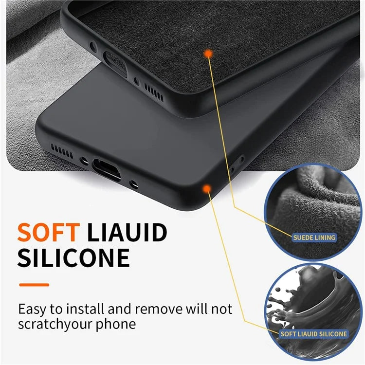 For Samsung Galaxy A25 5G (Global) (161.0 x 76.5 x 8.3mm) Case Liquid Silicone Kickstand Cover + 2.5D Arc Edge Tempered Glass Film