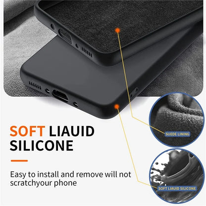 For Samsung Galaxy A25 5G (Global) (161.0 x 76.5 x 8.3mm) Case Liquid Silicone Kickstand Cover + 2.5D Arc Edge Tempered Glass Film