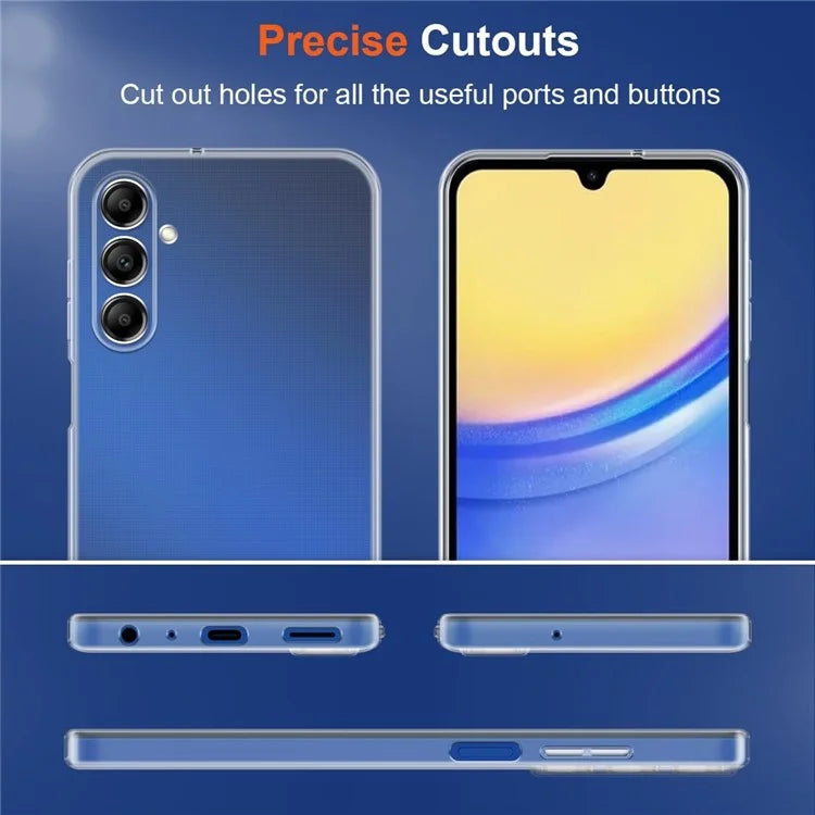 For Samsung Galaxy A24 4G (162.1 x 77.6 x 8.3mm) Case TPU Transparent Phone Cover with 2PCS Tempered Glass Film