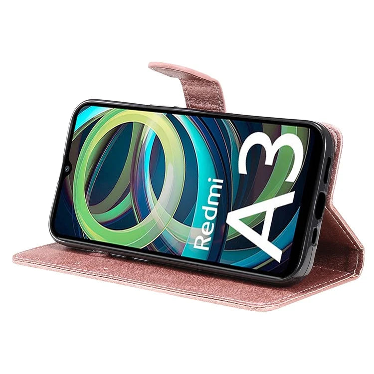 KT Leather Series-2 for Xiaomi Redmi A3 Case Solid Color Stand Flip Phone Cover