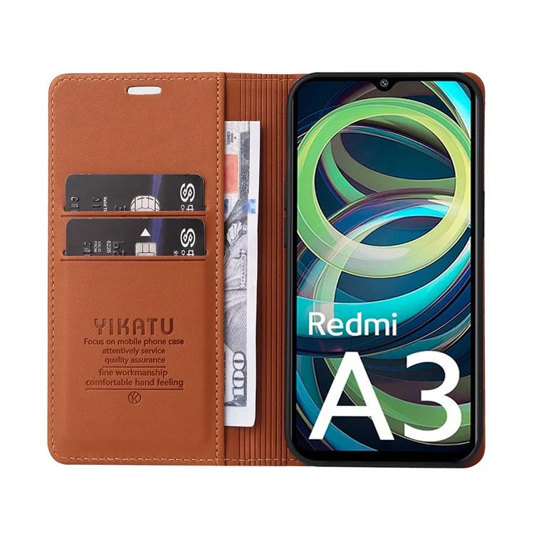 YIKATU YK-001 For Xiaomi Redmi A3 Case Hidden Magnetic Adsorption Leather Phone Cover