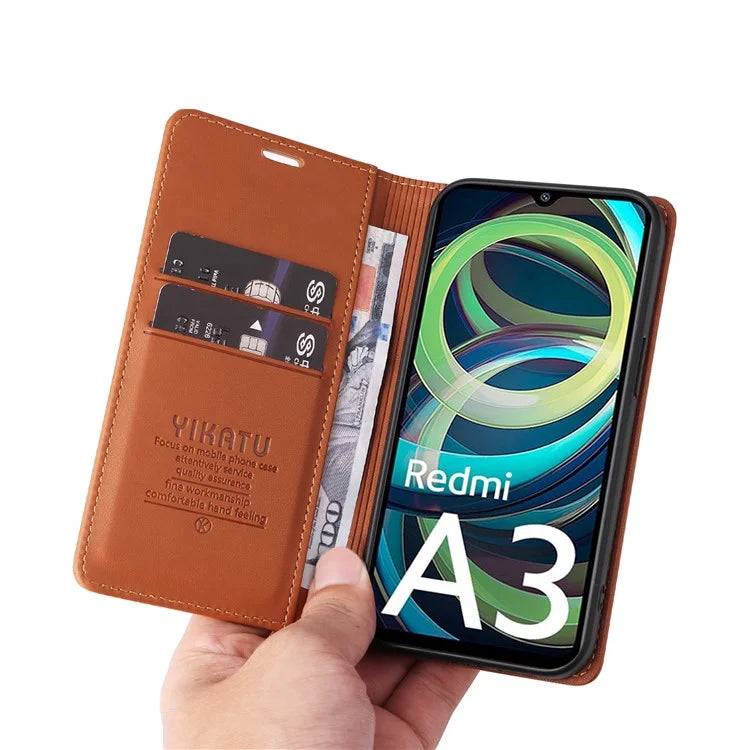 YIKATU YK-001 For Xiaomi Redmi A3 Case Hidden Magnetic Adsorption Leather Phone Cover