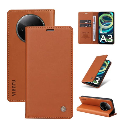 YIKATU YK-001 For Xiaomi Redmi A3 Case Hidden Magnetic Adsorption Leather Phone Cover