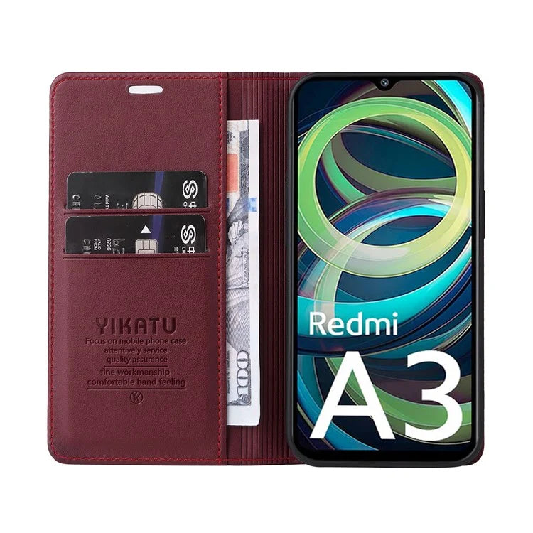 YIKATU YK-001 For Xiaomi Redmi A3 Case Hidden Magnetic Adsorption Leather Phone Cover