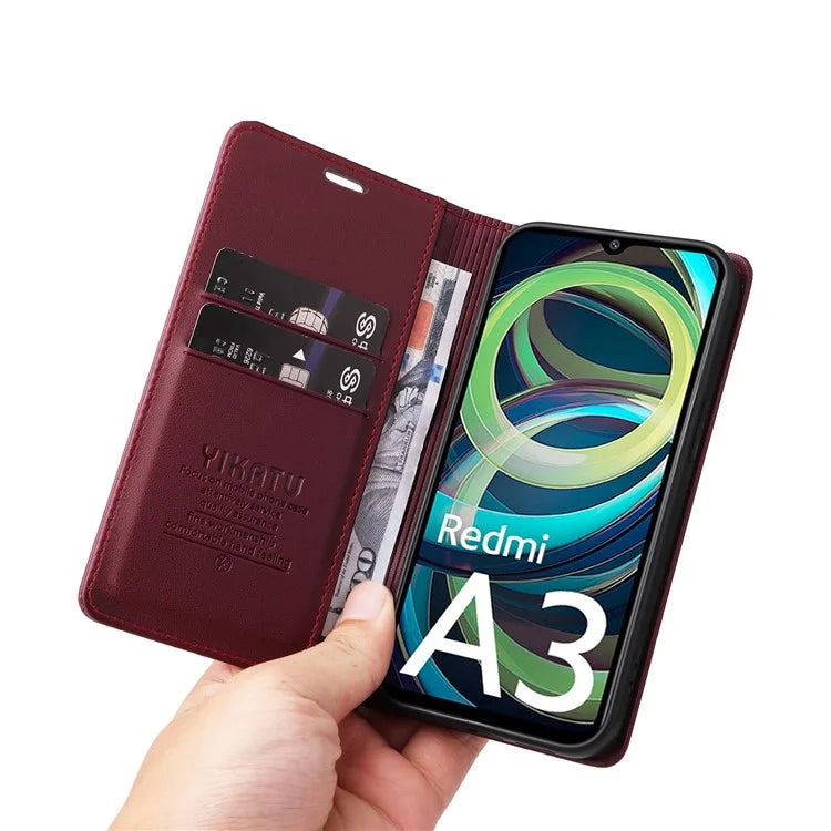YIKATU YK-001 For Xiaomi Redmi A3 Case Hidden Magnetic Adsorption Leather Phone Cover