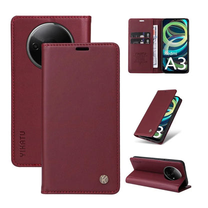 YIKATU YK-001 For Xiaomi Redmi A3 Case Hidden Magnetic Adsorption Leather Phone Cover