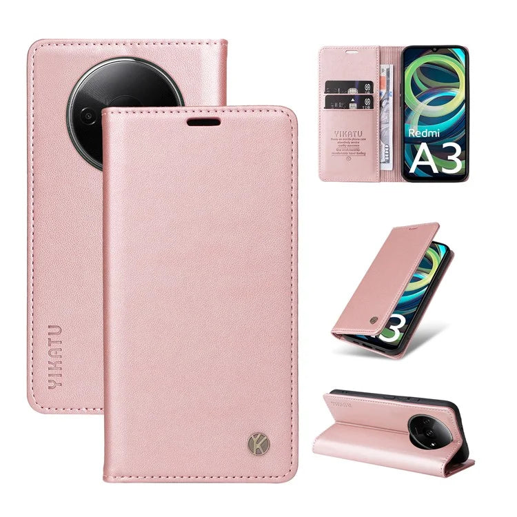 YIKATU YK-001 For Xiaomi Redmi A3 Case Hidden Magnetic Adsorption Leather Phone Cover