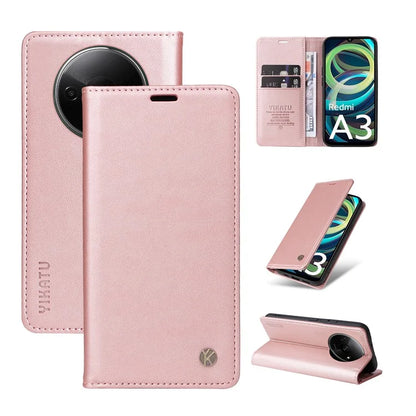 YIKATU YK-001 For Xiaomi Redmi A3 Case Hidden Magnetic Adsorption Leather Phone Cover