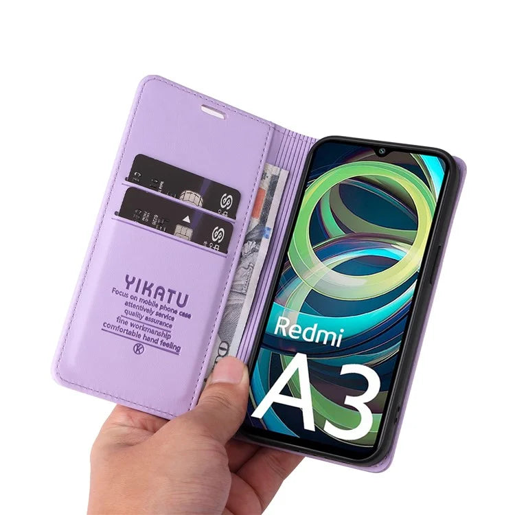 YIKATU YK-001 For Xiaomi Redmi A3 Case Hidden Magnetic Adsorption Leather Phone Cover