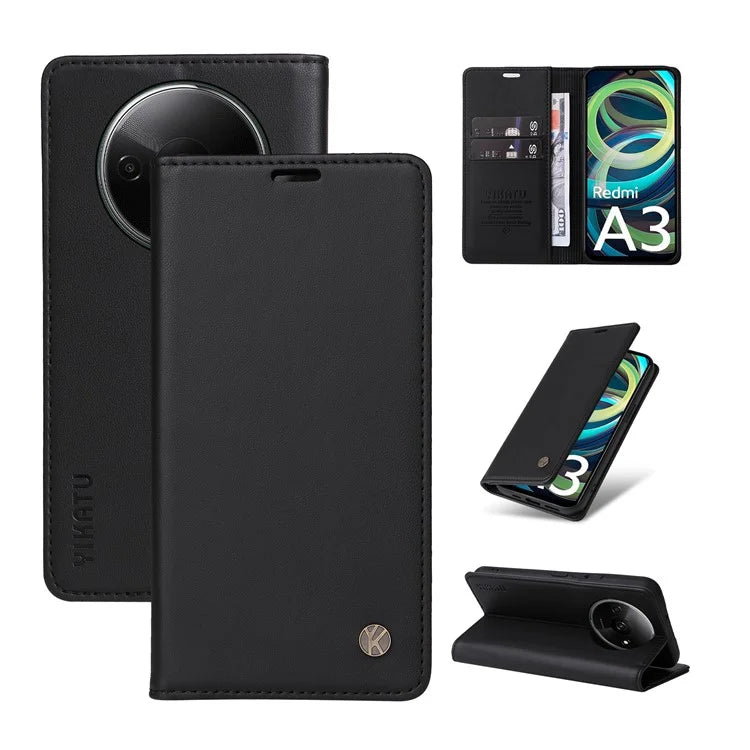 YIKATU YK-001 For Xiaomi Redmi A3 Case Hidden Magnetic Adsorption Leather Phone Cover