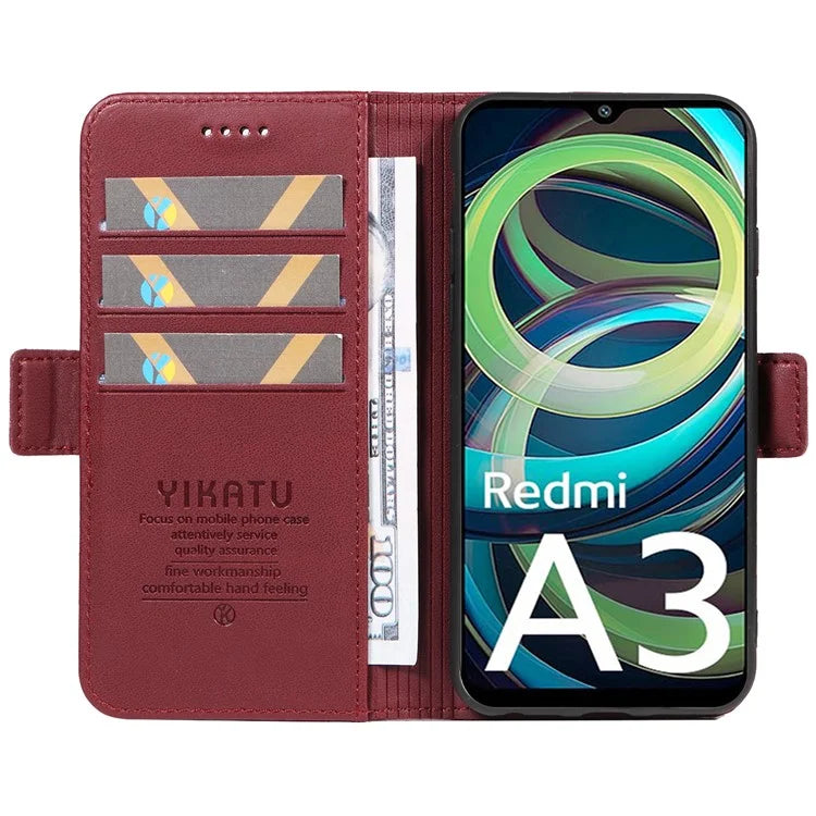 YIKATU YK-003 For Xiaomi Redmi A3 Case PU Leather Stand Protective Phone Cover