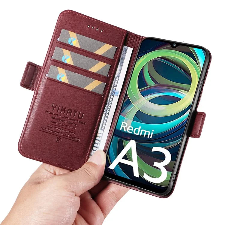 YIKATU YK-003 For Xiaomi Redmi A3 Case PU Leather Stand Protective Phone Cover