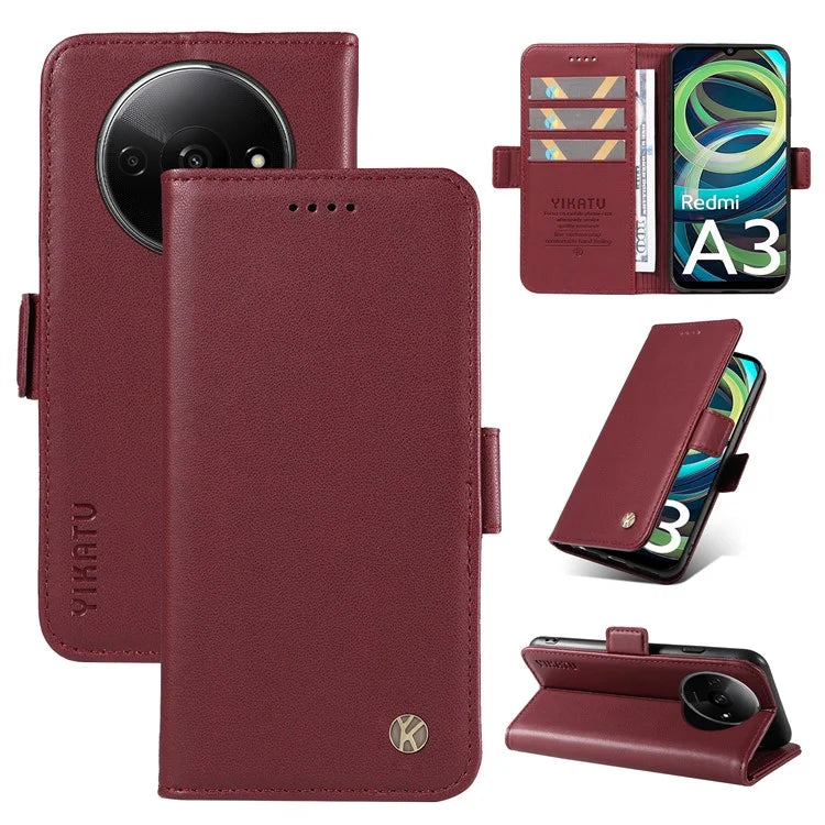 YIKATU YK-003 For Xiaomi Redmi A3 Case PU Leather Stand Protective Phone Cover