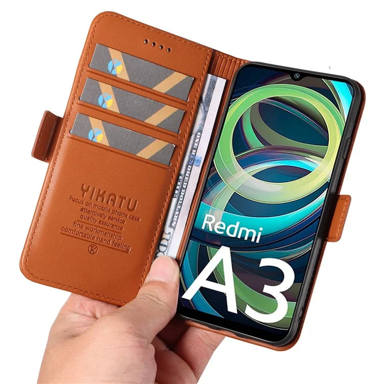 YIKATU YK-003 For Xiaomi Redmi A3 Case PU Leather Stand Protective Phone Cover