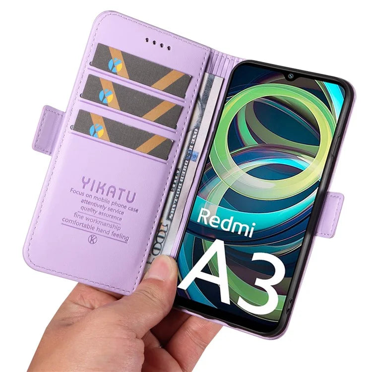 YIKATU YK-003 For Xiaomi Redmi A3 Case PU Leather Stand Protective Phone Cover