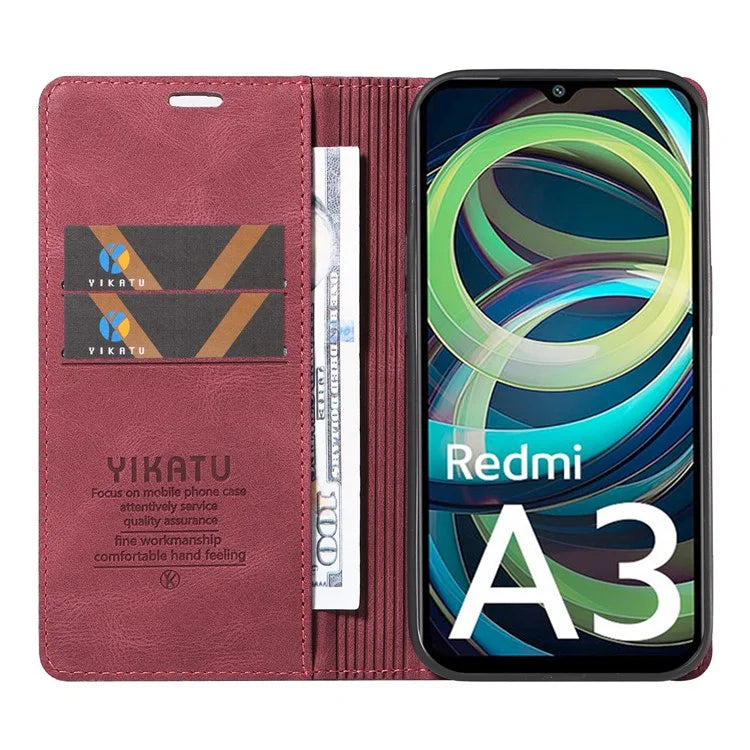 YIKATU YK-004 For Xiaomi Redmi A3 Case Flip Folio Wallet Leather Phone Cover