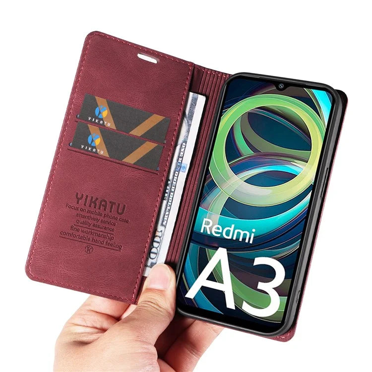 YIKATU YK-004 For Xiaomi Redmi A3 Case Flip Folio Wallet Leather Phone Cover