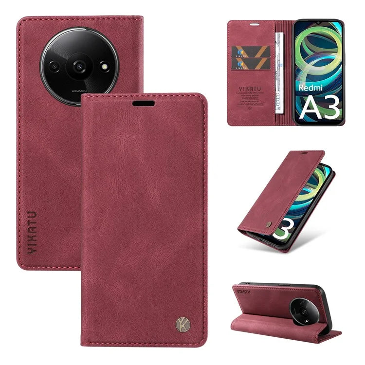 YIKATU YK-004 For Xiaomi Redmi A3 Case Flip Folio Wallet Leather Phone Cover