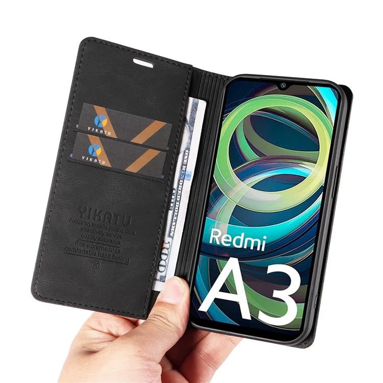 YIKATU YK-004 For Xiaomi Redmi A3 Case Flip Folio Wallet Leather Phone Cover