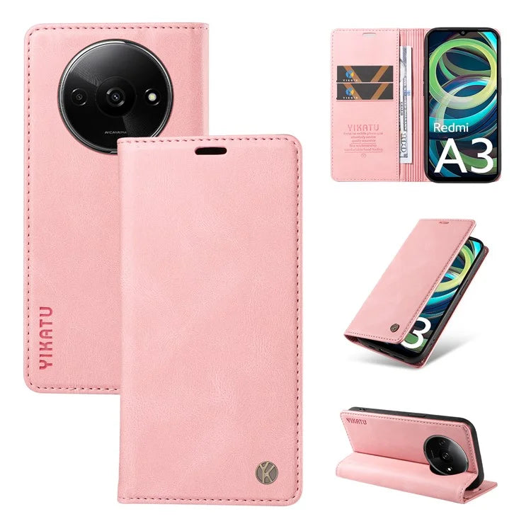 YIKATU YK-004 For Xiaomi Redmi A3 Case Flip Folio Wallet Leather Phone Cover