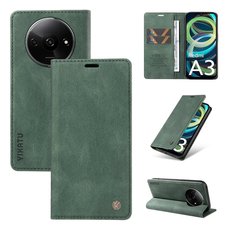 YIKATU YK-004 For Xiaomi Redmi A3 Case Flip Folio Wallet Leather Phone Cover