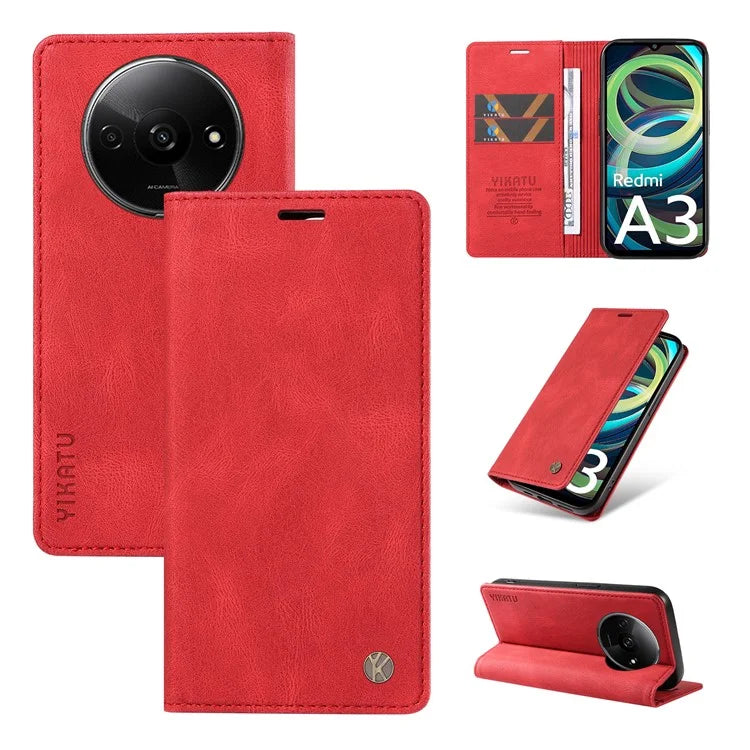 YIKATU YK-004 For Xiaomi Redmi A3 Case Flip Folio Wallet Leather Phone Cover