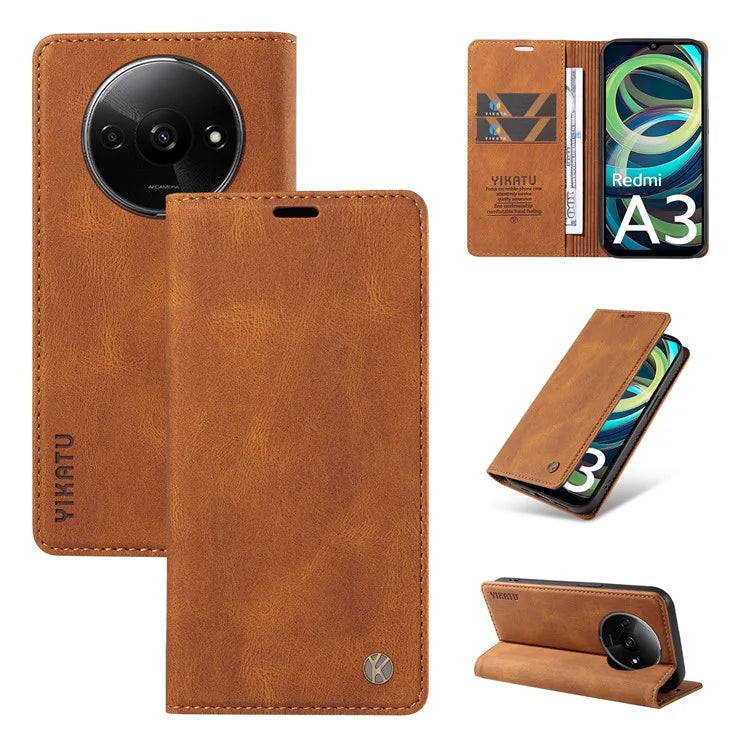 YIKATU YK-004 For Xiaomi Redmi A3 Case Flip Folio Wallet Leather Phone Cover
