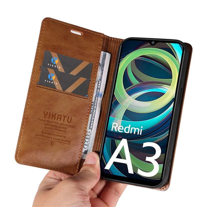 YIKATU YK-006 For Xiaomi Redmi A3 Case Folio PU Leather Magnetic Absorption Phone Cover
