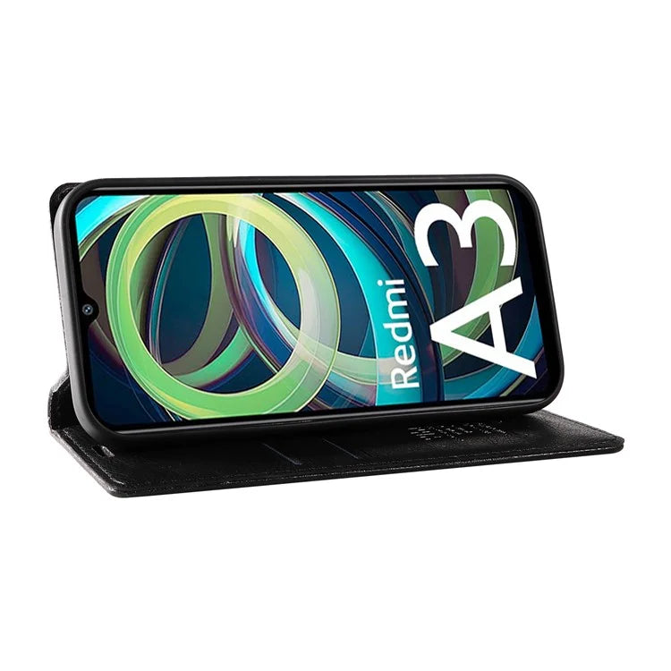 YIKATU YK-006 For Xiaomi Redmi A3 Case Folio PU Leather Magnetic Absorption Phone Cover