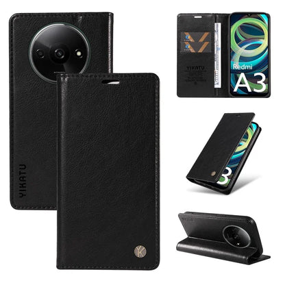 YIKATU YK-006 For Xiaomi Redmi A3 Case Folio PU Leather Magnetic Absorption Phone Cover