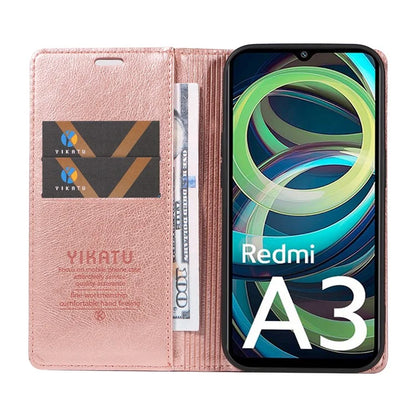 YIKATU YK-006 For Xiaomi Redmi A3 Case Folio PU Leather Magnetic Absorption Phone Cover