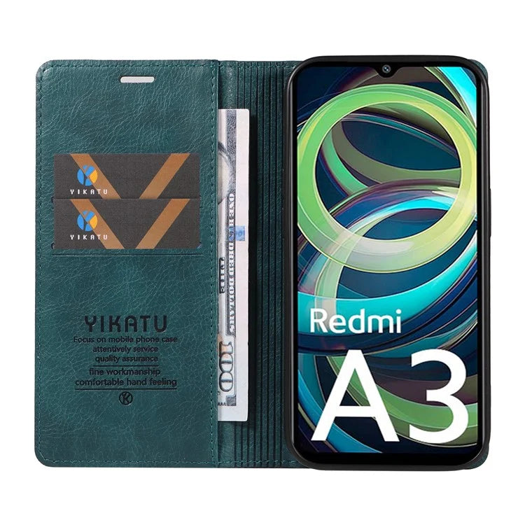 YIKATU YK-006 For Xiaomi Redmi A3 Case Folio PU Leather Magnetic Absorption Phone Cover