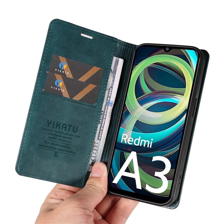 YIKATU YK-006 For Xiaomi Redmi A3 Case Folio PU Leather Magnetic Absorption Phone Cover