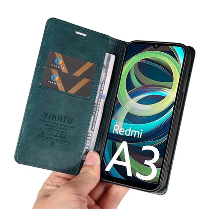 YIKATU YK-006 For Xiaomi Redmi A3 Case Folio PU Leather Magnetic Absorption Phone Cover