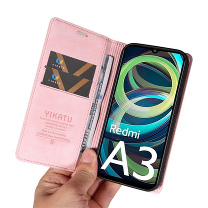 YIKATU YK-006 For Xiaomi Redmi A3 Case Folio PU Leather Magnetic Absorption Phone Cover